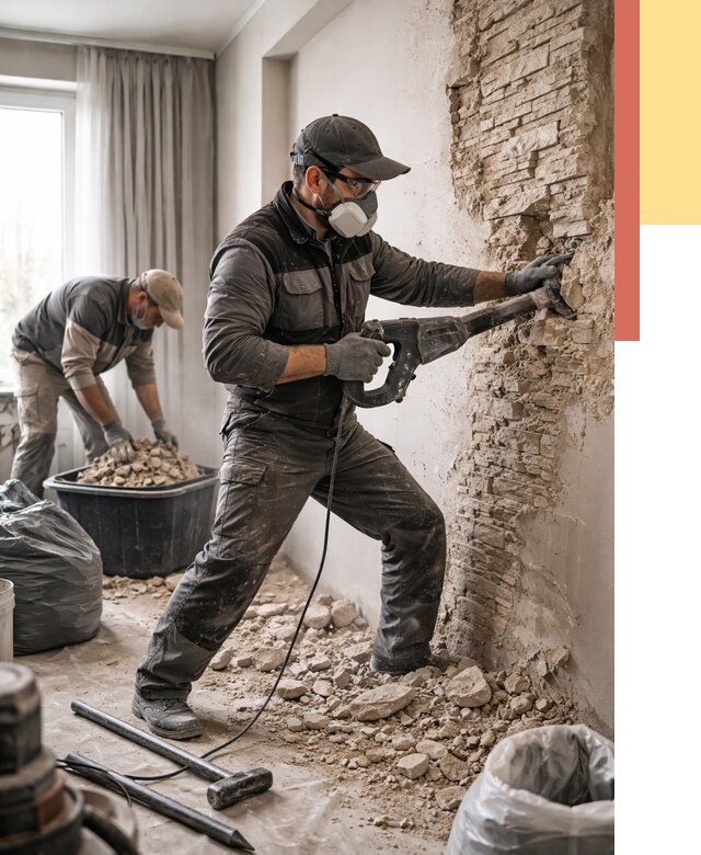 Демонтаж декоративного камня в Раменском от 1470 руб/м² — быстро и недорого | ОТДЕЛОЧНИК-Рмн