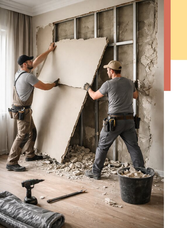 Демонтаж гипсокартона со стен в Раменском от 355 руб. — услуги демонтажа | ОТДЕЛОЧНИК-Рмн