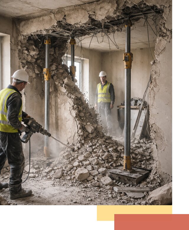 Снос несущих стен в Раменском с гарантией безопасности и качества