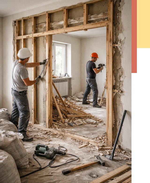 Демонтаж деревянных перегородок в Раменском от 3244 руб. — быстро и недорого | ОТДЕЛОЧНИК-Рмн