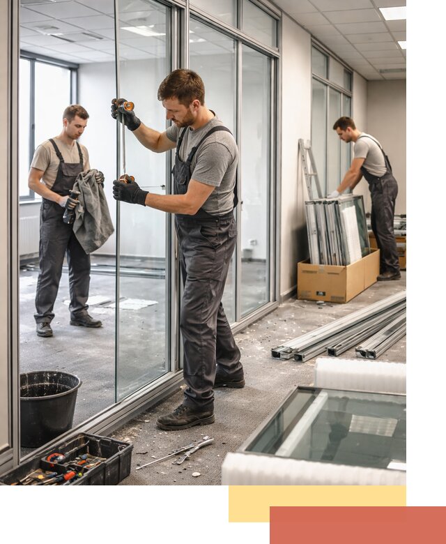 Демонтаж стеклянных перегородок в Раменском быстро и безопасно