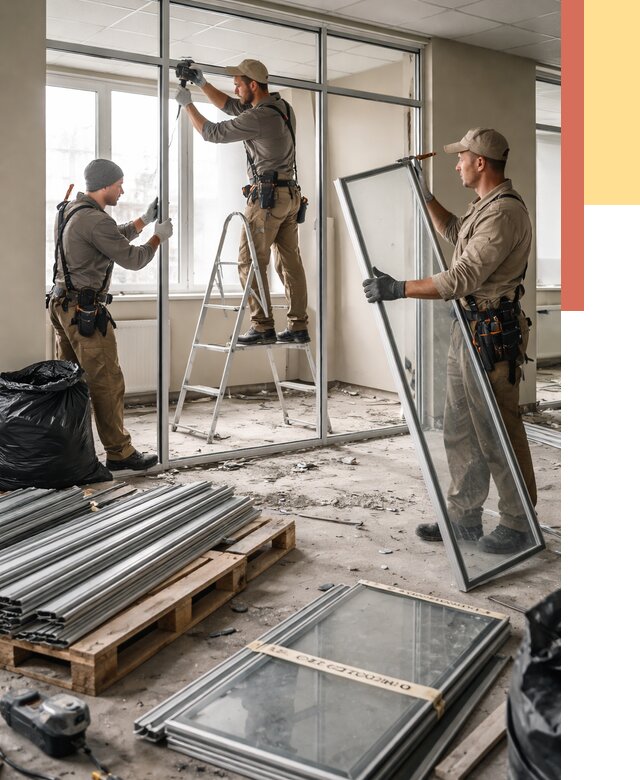 Демонтаж алюминиевых перегородок в Раменском от 4258 руб. — быстро и недорого | ОТДЕЛОЧНИК-Рмн