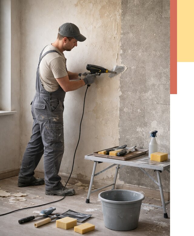 Очистка стен от клея в Раменском от 1876 руб. — снятие и удаление клея со стен | ОТДЕЛОЧНИК-Рмн