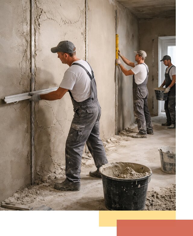 Штукатурка стен по маякам в Раменском — точная и ровная поверхность