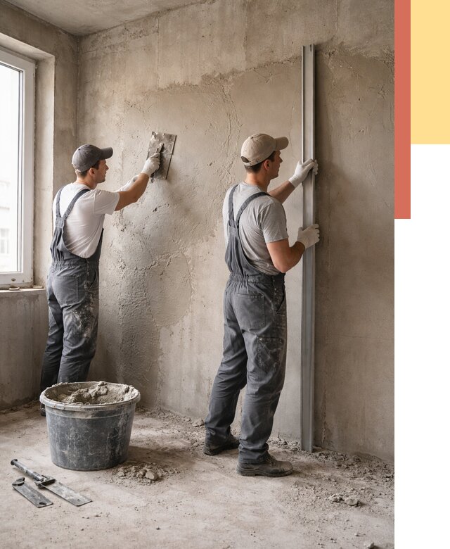 Штукатурка бетонных стен в Раменском от 4563 руб/м² — качественно и быстро | ОТДЕЛОЧНИК-Рмн