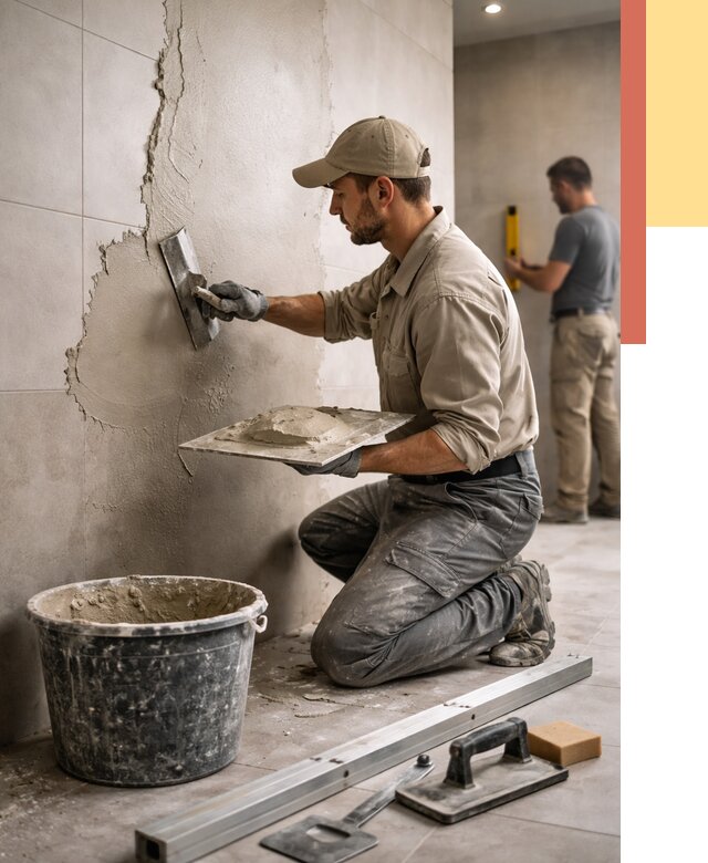 Штукатурка стен в ванной в Раменском от 4563 руб./м² — выравнивание под ключ | ОТДЕЛОЧНИК-Рмн