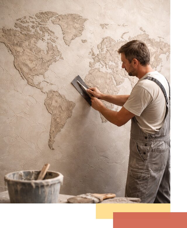 Декоративная штукатурка «Карта мира» под ключ в Раменском