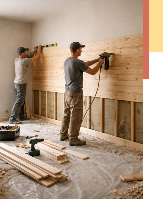 Монтаж деревянной вагонки на стены в Раменском от 7604 руб. | Услуги монтажа вагонки | ОТДЕЛОЧНИК-Рмн