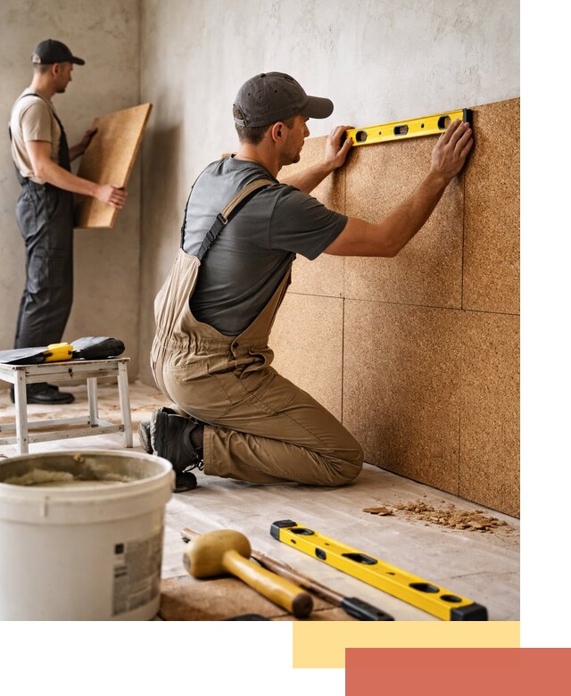 Монтаж пробковых панелей на стены в Раменском быстро и качественно