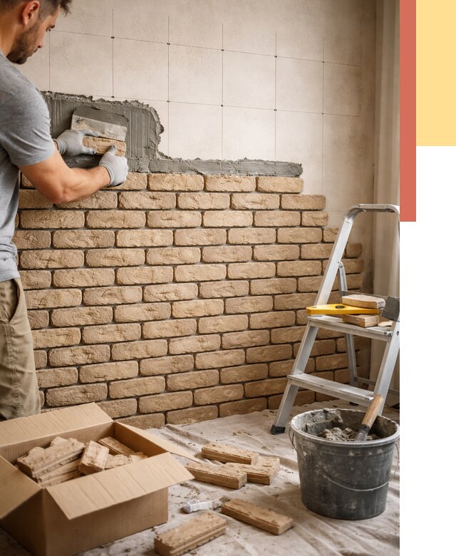 Монтаж декоративного кирпича в Раменском от 3244 руб./м² — быстро и недорого | ОТДЕЛОЧНИК-Рмн