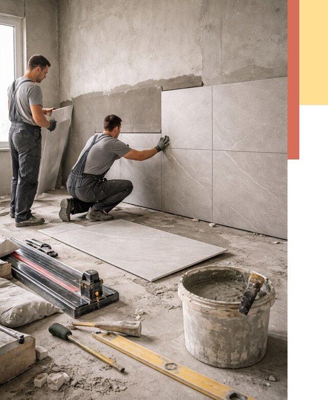 Облицовка стен керамогранитом в Раменском от 4258 руб./м² — услуги под ключ | ОТДЕЛОЧНИК-Рмн