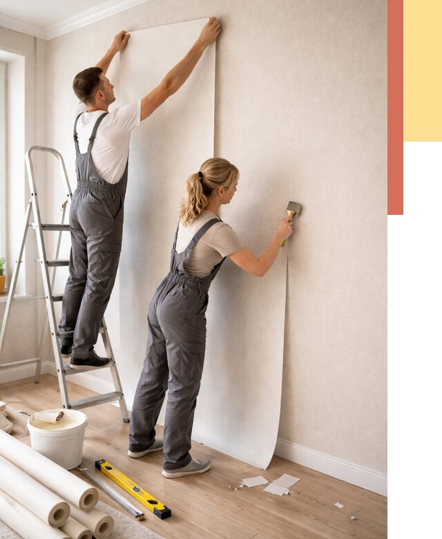 Поклейка флизелиновых обоев в Раменском от 6083 руб. | Быстро и недорого — ОТДЕЛОЧНИК-Рмн