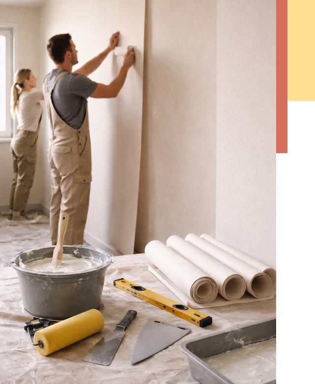 Поклейка бумажных обоев в Раменском от 5576 руб./м2 — быстро и недорого | ОТДЕЛОЧНИК-Рмн