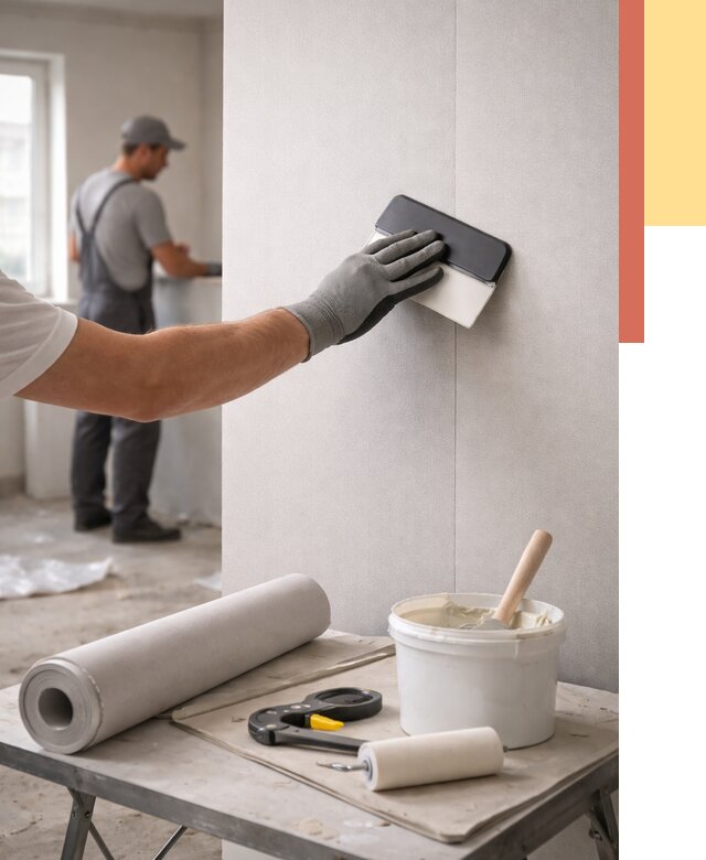 Поклейка обоев под покраску в Раменском от 3549 руб. за м2 | ОТДЕЛОЧНИК-Рмн