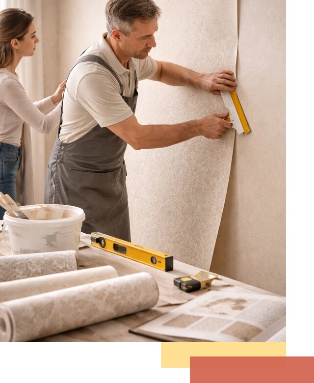 Поклейка обоев с подбором рисунка в Раменском