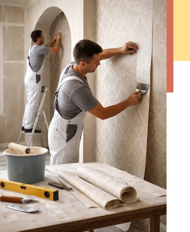 Поклейка обоев на сложные стены в Раменском от 2839 руб. под ключ | ОТДЕЛОЧНИК-Рмн