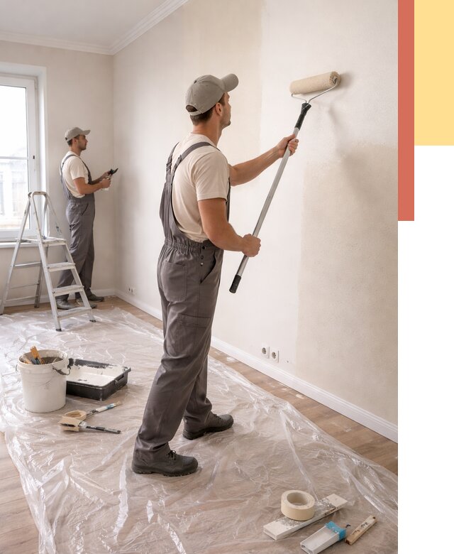 Покраска стен акриловой краской в Раменском от 3549 руб./м² — быстро и недорого | ОТДЕЛОЧНИК-Рмн