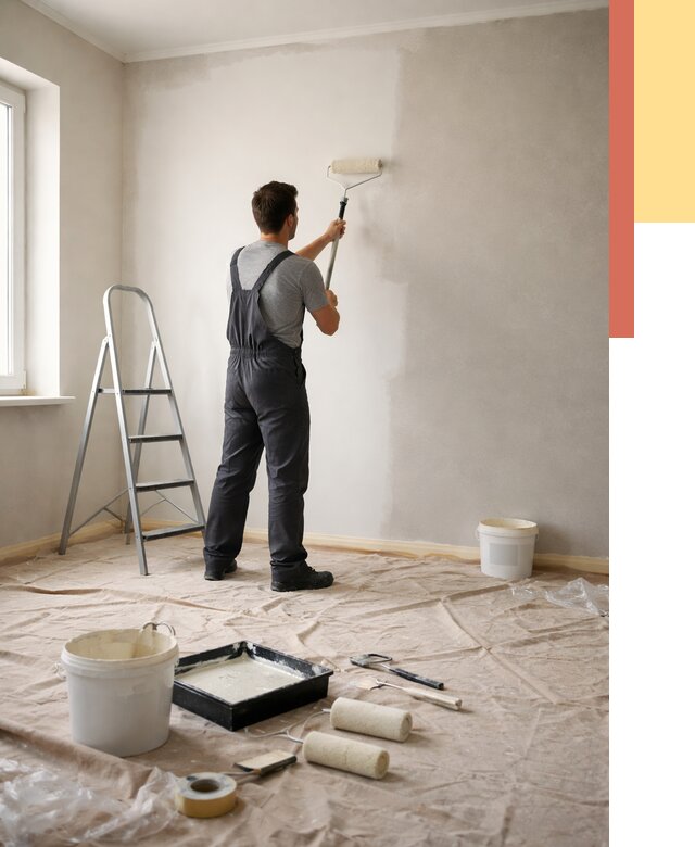 Покраска стен моющейся краской в Раменском от 355 руб./м² — быстро и недорого | ОТДЕЛОЧНИК-Рмн