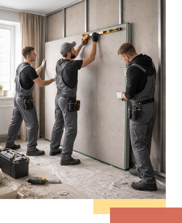 Шумоизоляция стен панелями ЗИПС в Раменском для жилых и коммерческих помещений