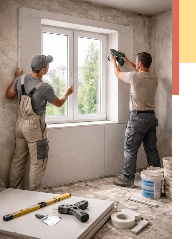 Монтаж откосов из гипсокартона в Раменском от 4563 руб. под ключ | ОТДЕЛОЧНИК-Рмн