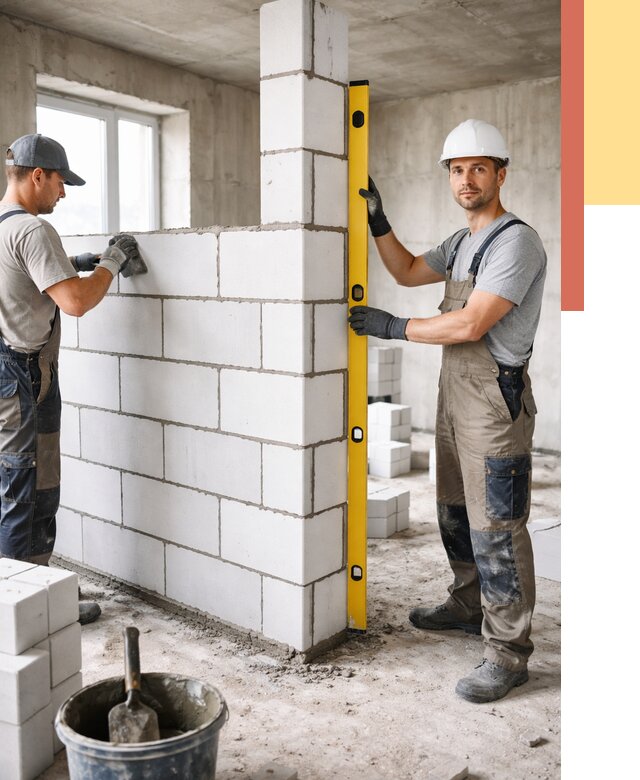 Кладка перегородок из пеноблока в Раменском от 1825 руб. под ключ | ОТДЕЛОЧНИК-Рмн