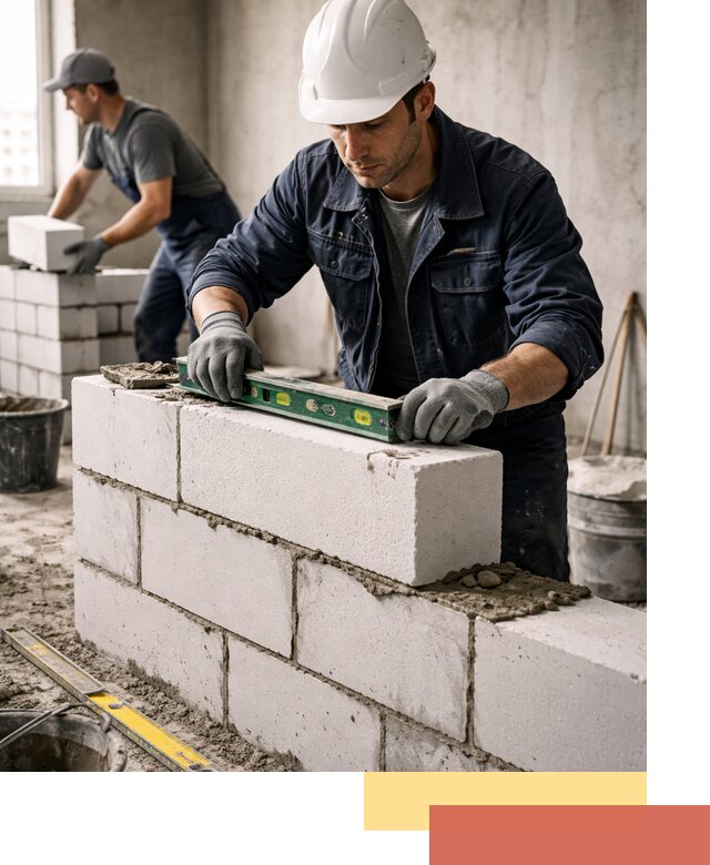 Кладка перегородок из пеноблока под ключ в Раменском