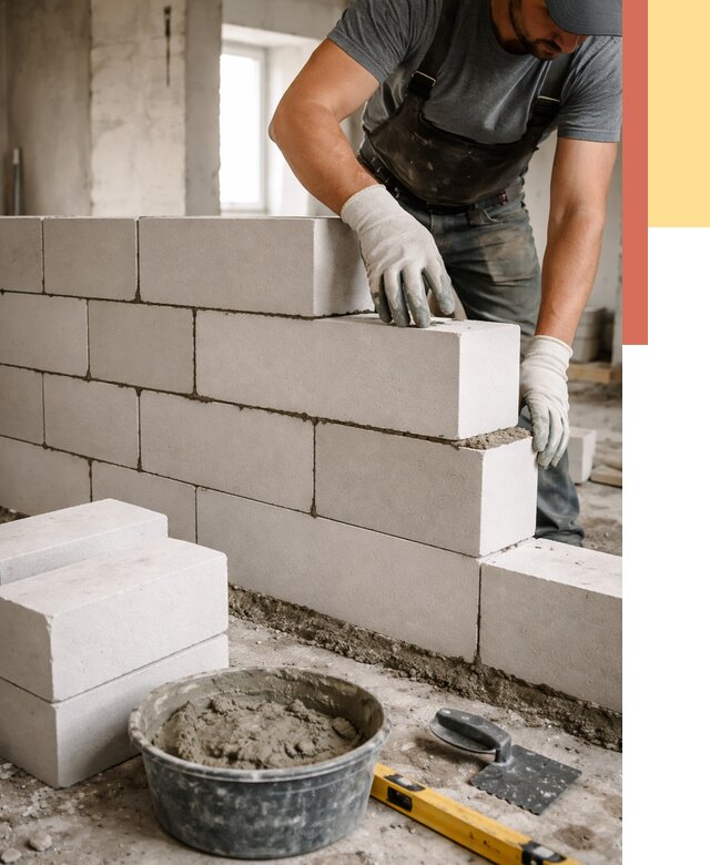 Кладка перегородок из силикатного блока в Раменском от 4056 руб. под ключ | ОТДЕЛОЧНИК-Рмн