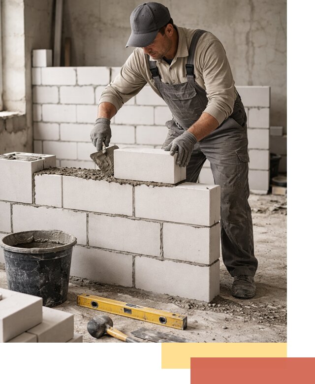 Кладка перегородок из силикатного блока в Раменском