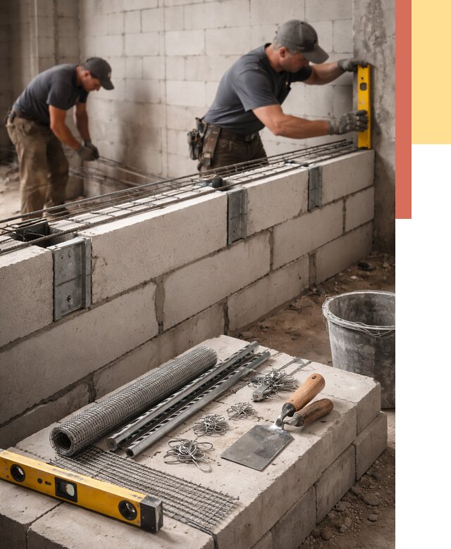 Армирование кладки перегородок в Раменском от 760 руб. под ключ | ОТДЕЛОЧНИК-Рмн