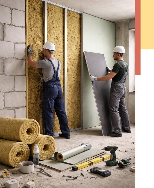 Шумоизоляция перегородок из блоков в Раменском от 1876 руб./м² — быстро и недорого | ОТДЕЛОЧНИК-Рмн