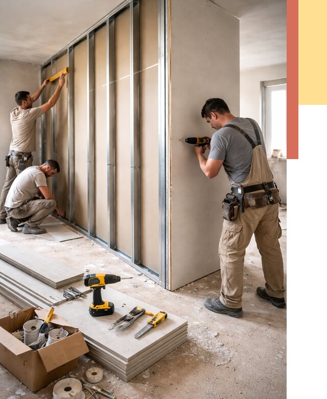 Монтаж однослойной перегородки из гипсокартона в Раменском от 659 руб. | ОТДЕЛОЧНИК-Рмн