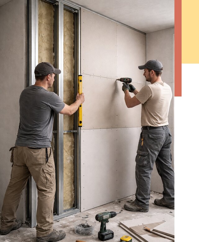 Монтаж двухслойной перегородки из гипсокартона в Раменском от 1470 руб. | ОТДЕЛОЧНИК-Рмн