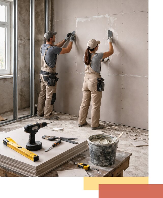 Монтаж двухслойной перегородки из гипсокартона в Раменском