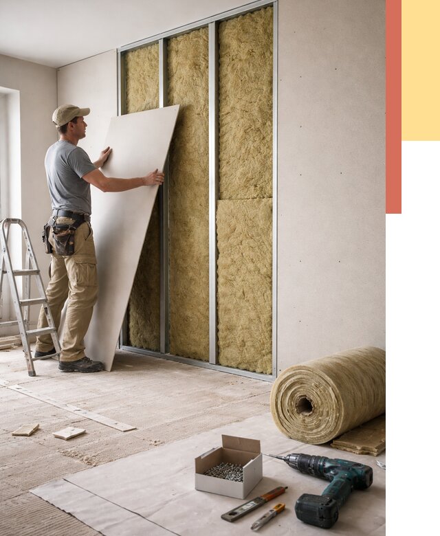 Перегородка из гипсокартона с шумоизоляцией в Раменском от 3163 руб. | ОТДЕЛОЧНИК-Рмн