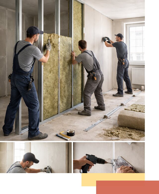 Перегородка из гипсокартона с шумоизоляцией в Раменском — монтаж под ключ