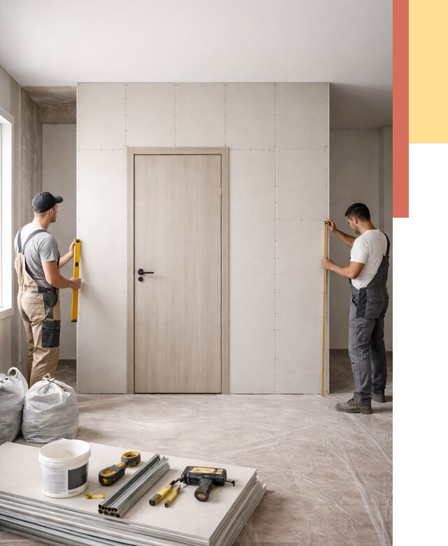 Перегородка из гипсокартона с дверью в Раменском от 4563 руб. под ключ | ОТДЕЛОЧНИК-Рмн