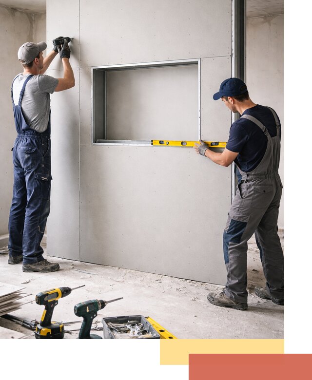 Перегородка из гипсокартона с нишей под декор в Раменском