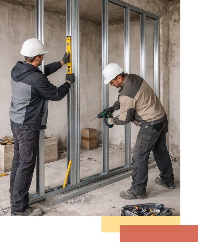 Монтаж каркаса перегородки из профиля в Раменском