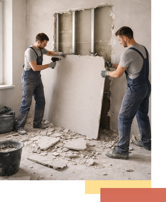 Демонтаж перегородки из гипсокартона в Раменском быстрый и аккуратный