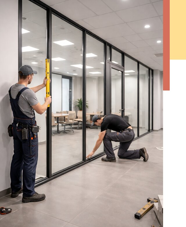 Каркасные стеклянные перегородки в Раменском под ключ от 9328 руб. | ОТДЕЛОЧНИК-Рмн