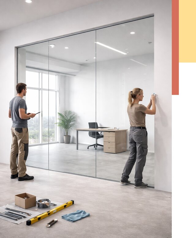 Перегородки из закаленного стекла в Раменском от 9632 руб. под ключ | ОТДЕЛОЧНИК-Рмн