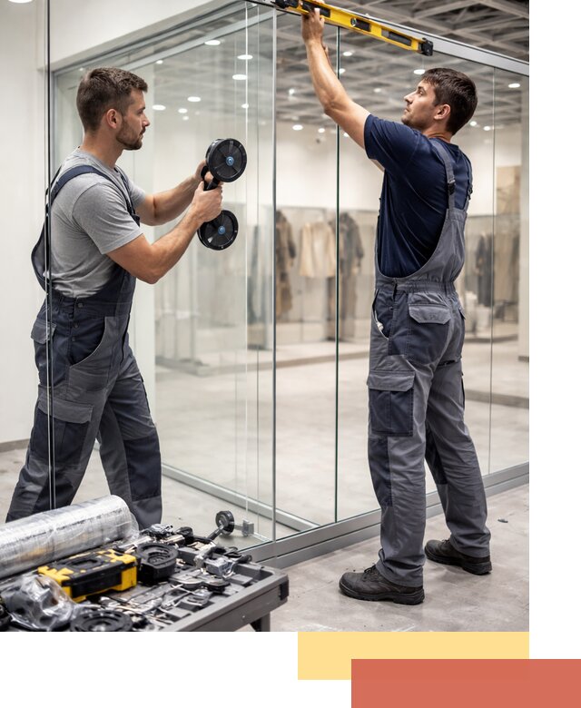 Стеклянные перегородки для магазинов в Раменском — монтаж и установка