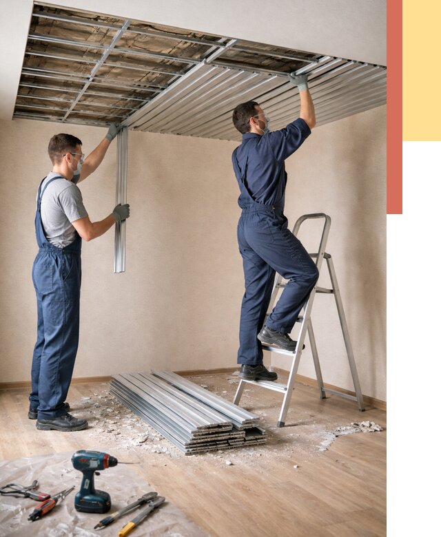 Демонтаж реечного потолка в Раменском от 4563 руб. быстро и недорого | ОТДЕЛОЧНИК-Рмн