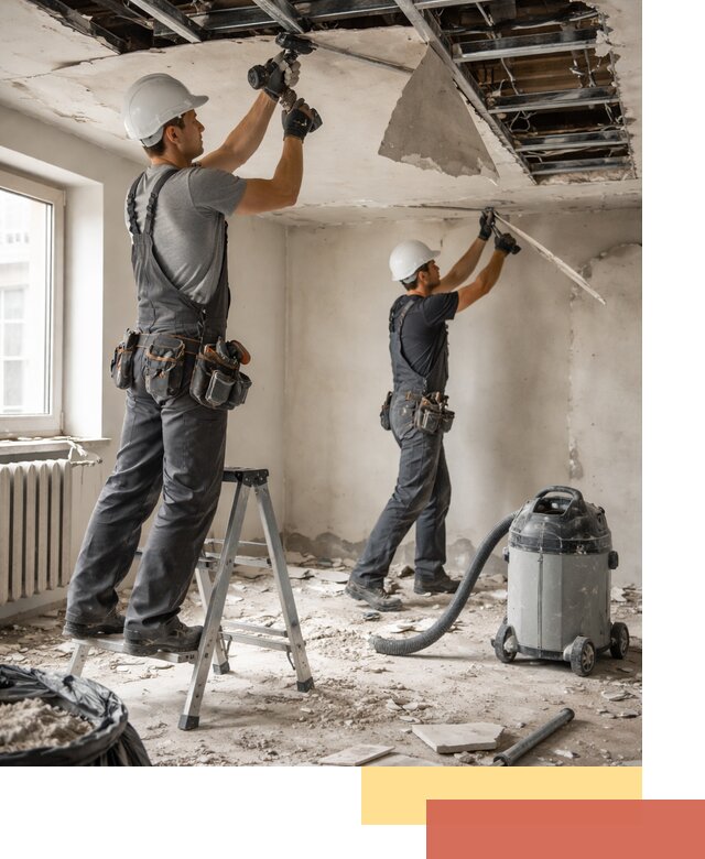 Демонтаж гипсокартонного потолка в Раменском быстро и аккуратно