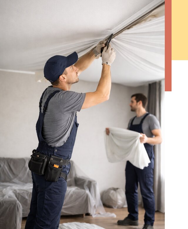 Демонтаж натяжного потолка в Раменском от 4563 руб. — снятие и разбор под ключ | ОТДЕЛОЧНИК-Рмн