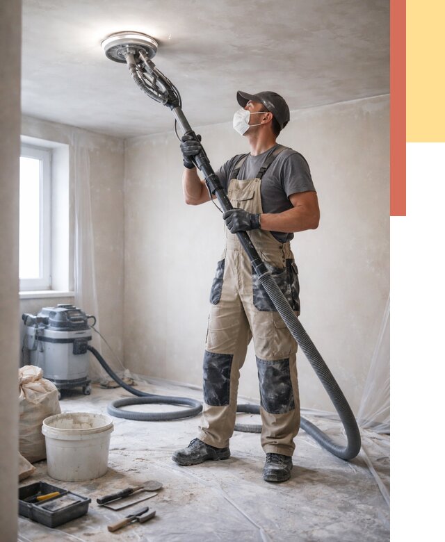 Шлифовка потолка в Раменском от 3549 руб. — услуги шлифования потолка | ОТДЕЛОЧНИК-Рмн