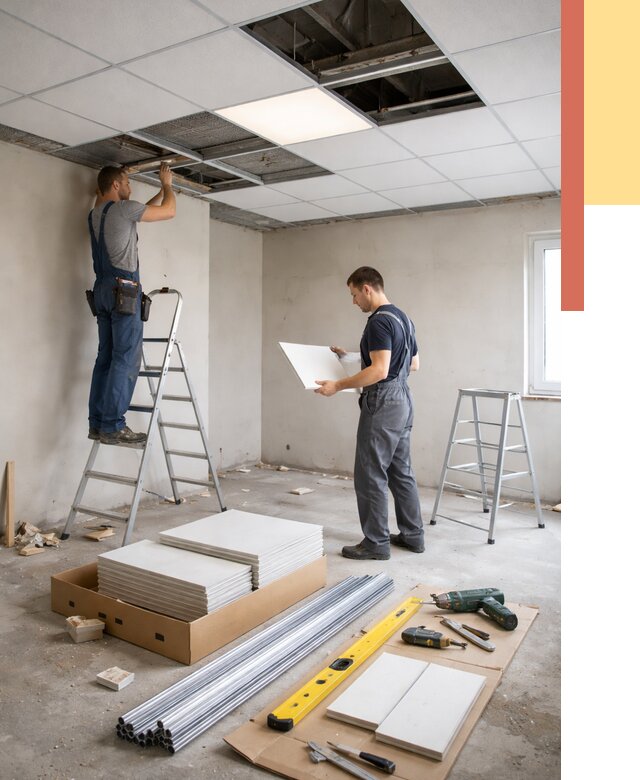 Монтаж потолка армстронг в Раменском от 4563 руб/м2 — быстрая установка под ключ | ОТДЕЛОЧНИК-Рмн