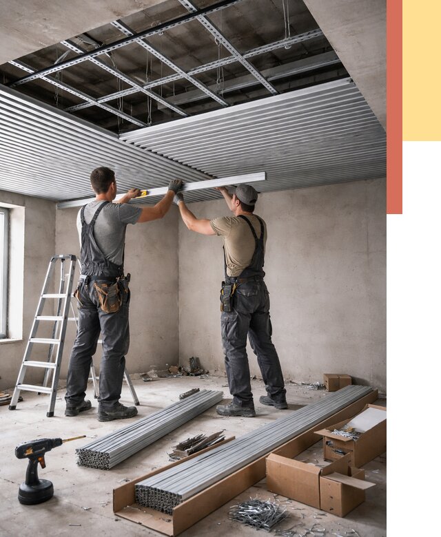 Монтаж реечного потолка в Раменском от 4563 руб. под ключ | ОТДЕЛОЧНИК-Рмн