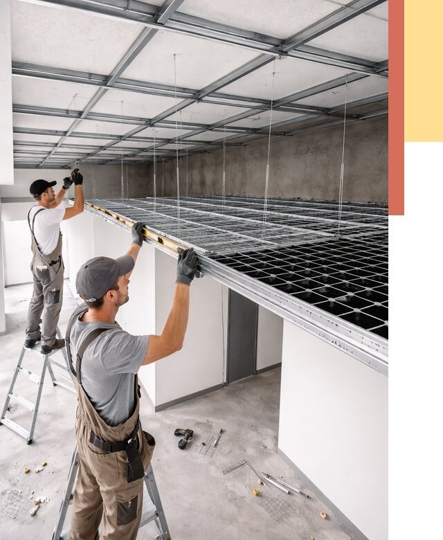 Монтаж потолка грильято в Раменском от 456 руб./м² — быстрая сборка под ключ | ОТДЕЛОЧНИК-Рмн