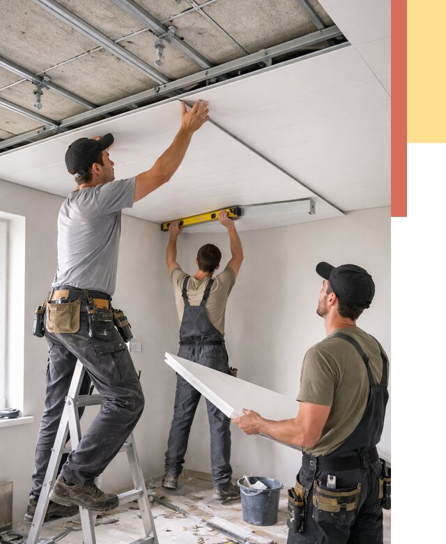 Монтаж потолка из ПВХ панелей в Раменском от 3549 руб./м2 — быстро и недорого | ОТДЕЛОЧНИК-Рмн